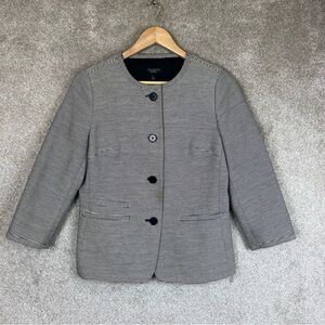 Talbots Jacket Womens 6 Blue Stripe Cotton Blend 3/4 Sleeve Button Blazer- 2075*